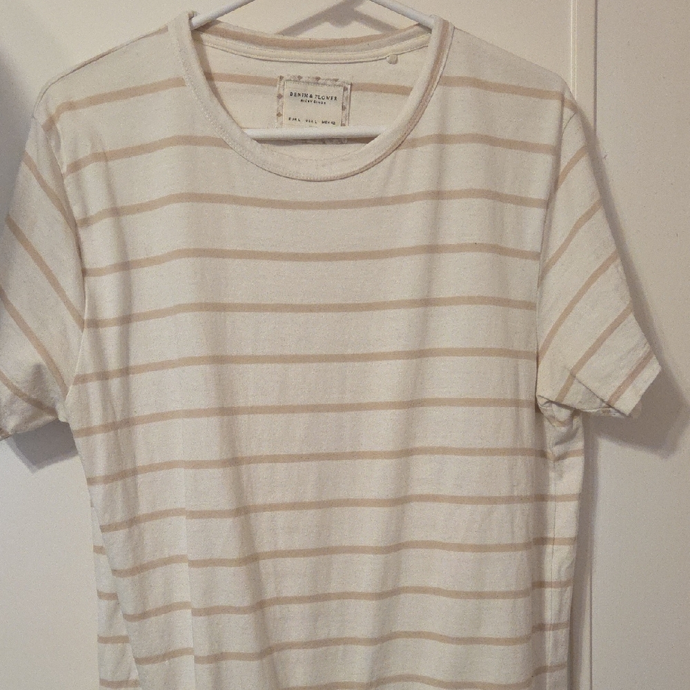 Denim & Flower Beige Striped Short Sleeve Tee